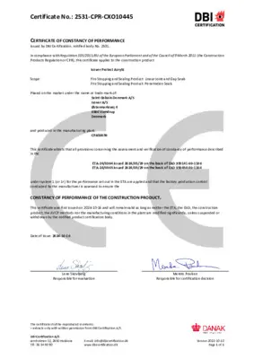 Certificate of Constancy Isover Protect Acrylic