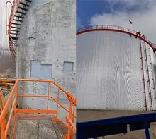 Tank before and after being insulated